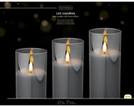 LED Wick Candle Grey 17.5cm