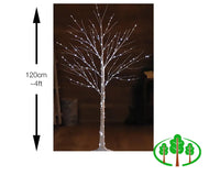 120cm White Micro LED Birch Tree