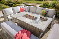 Eton Rectangular Casual Dining Set with Fire Pit