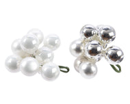 Glass Christmas Bauble White/Silver d2cm