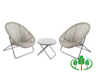 Faux Rattan Two Chair Folding Lounge Set